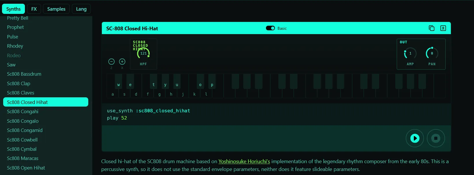 Docs glitch synth names