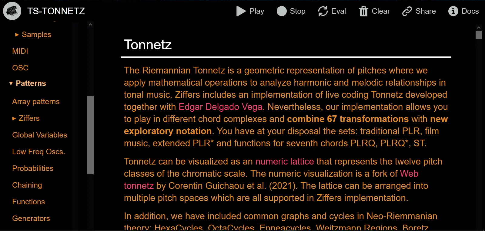 ts-tonnetz in the new live coding environment TOPOS!